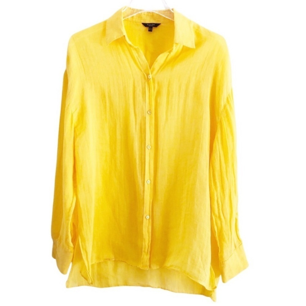 Massimo Dutti Yellow Blouse Side Split Small
